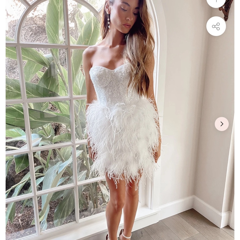 Untamed Petals by Amanda Judge White Feather Mini Dress